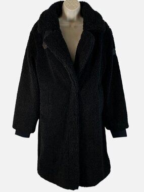 SAM. Women's Black Sherpa Long Coat Size L